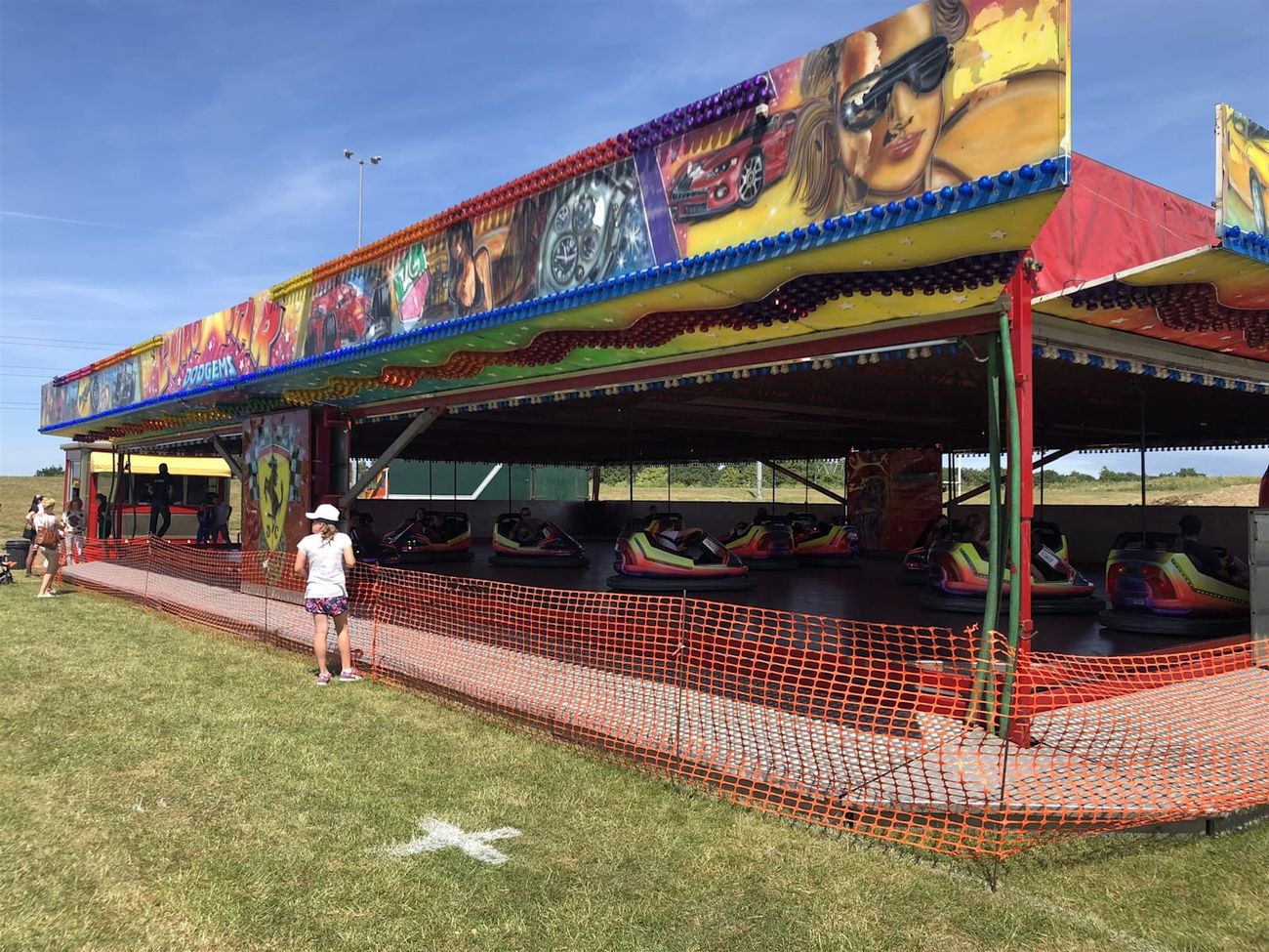 Dodgems lined up on the fairground track