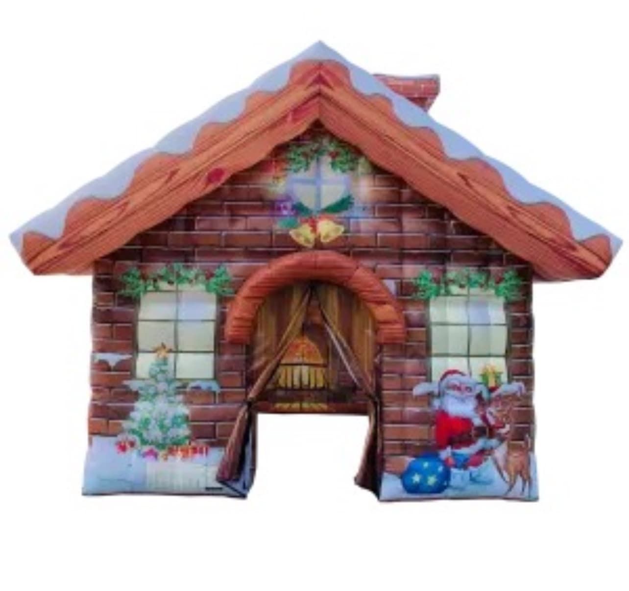The Deluxe Santa's Grotto Cottage front-on, showing the printed fireplace visible through the archway