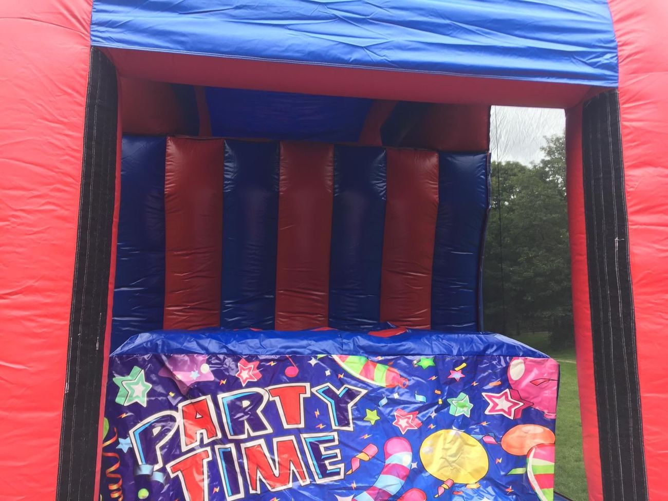 The entrance to the inflatable, showing the arch and structure detail