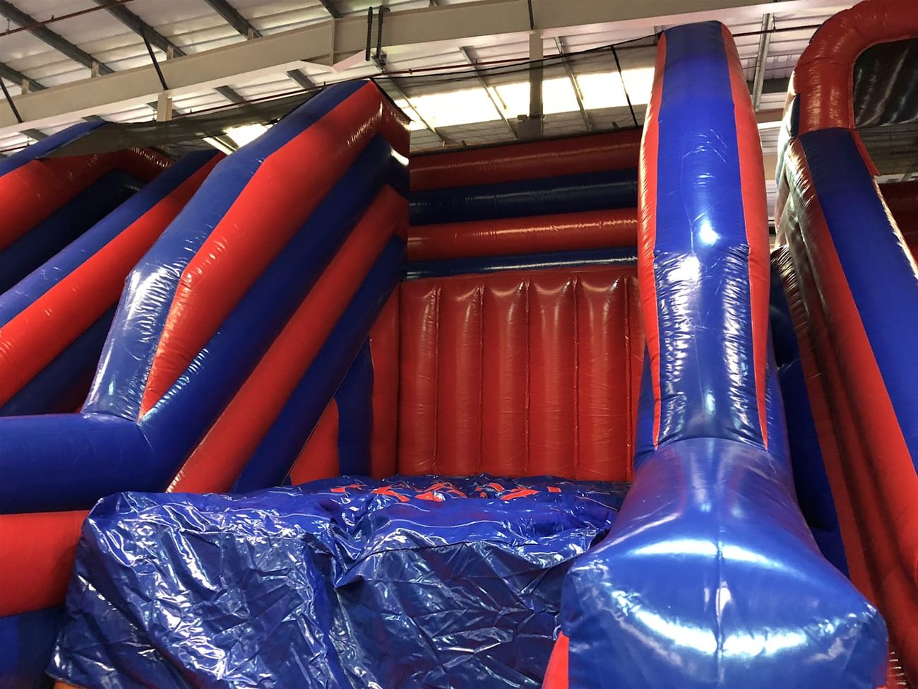 Detail of the inflatable structure showing the climb section and material