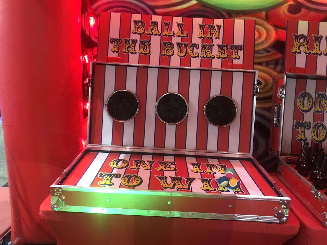 Ball in a Bucket with its three target buckets mounted on the game board
