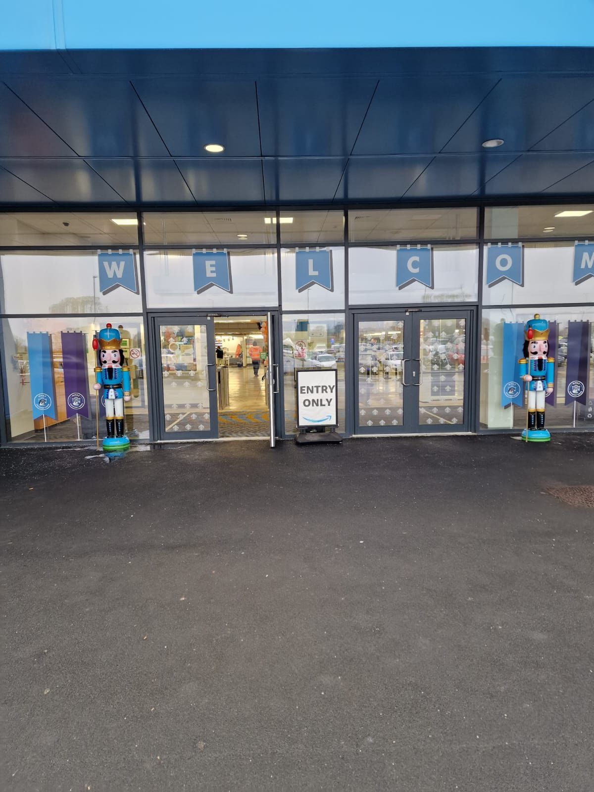 Nutcrackers guarding a retail park welcome entrance