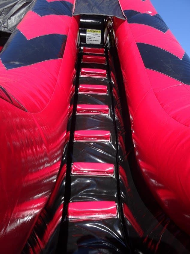 The climbing section viewed from below, showing the bouncy steps and the height